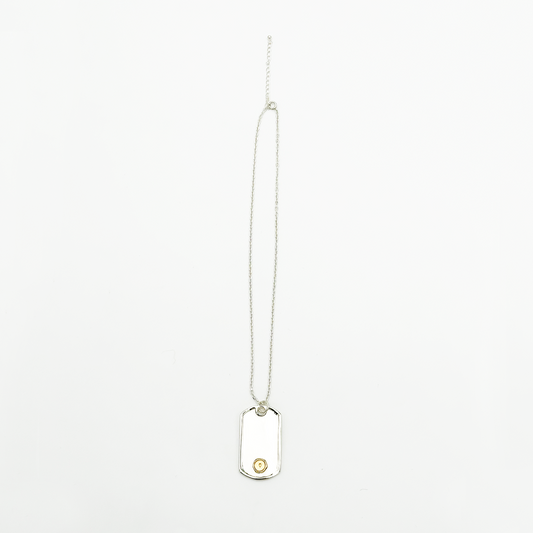 Frame- Gold Seal M ID Tag Narrow Chain Necklace
