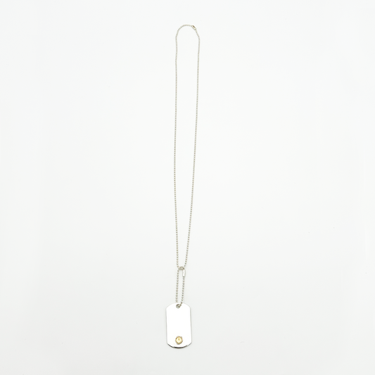 Plate-Gold Seal XM ID Tag Ball-Chain Necklace