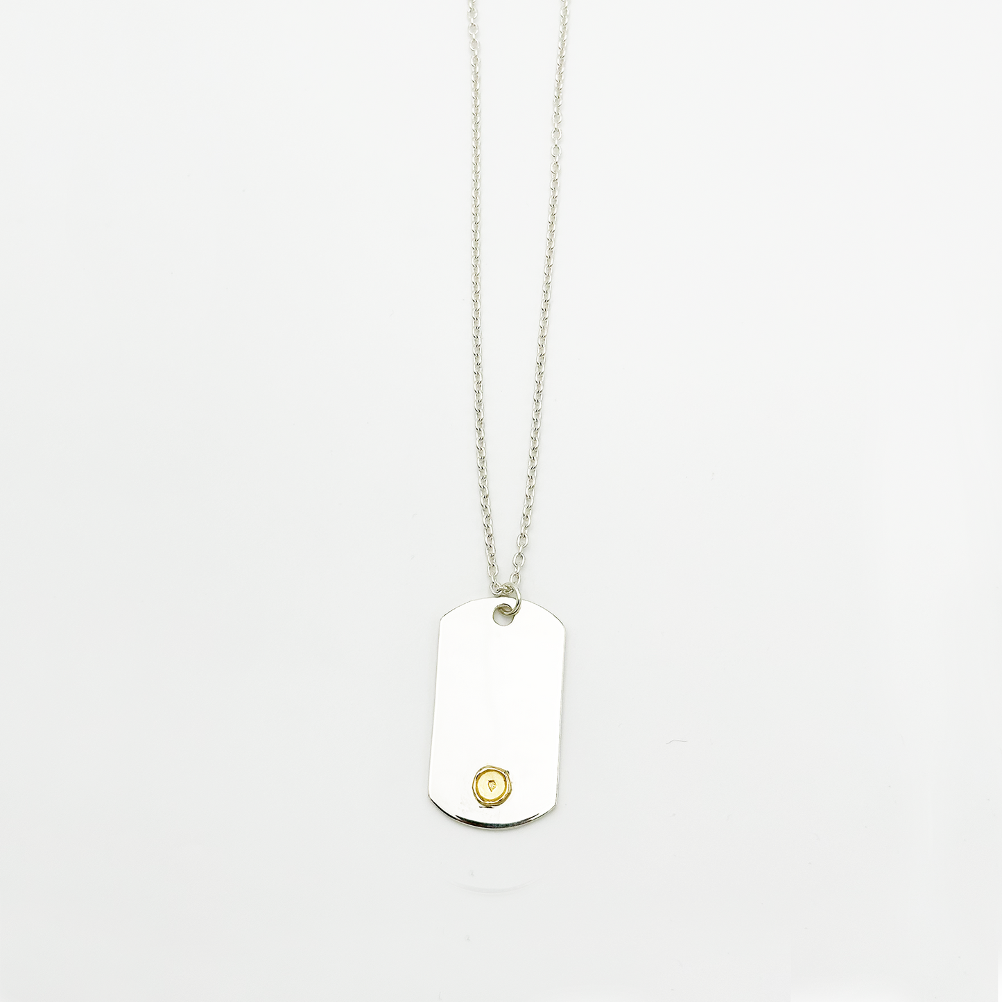 Plate-Gold Seal XM ID Tag Chain Necklace