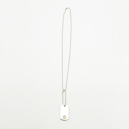 Plate-Gold Seal M ID Tag Ball-Chain Necklace