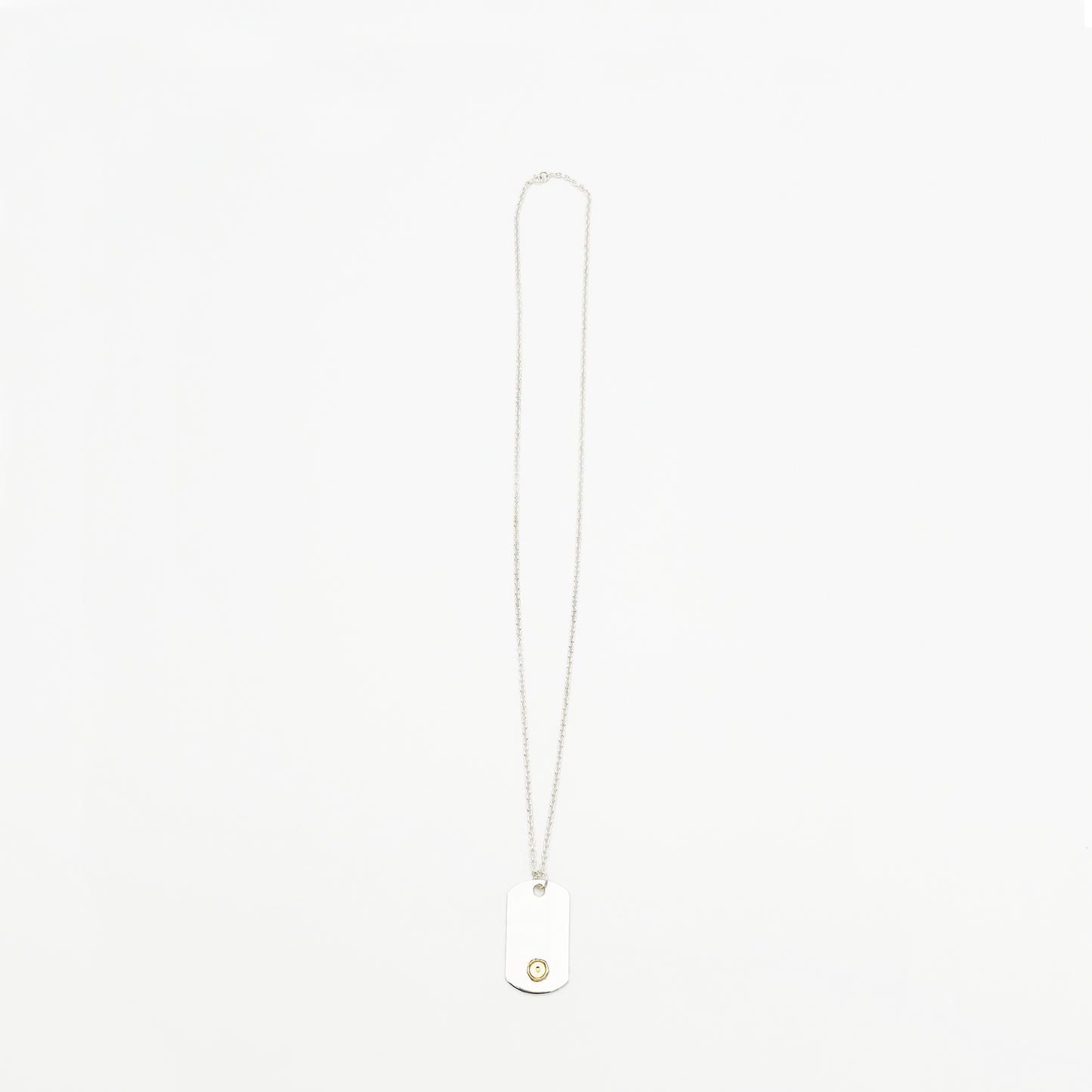 Plate-Gold Seal M ID Tag Chain Necklace