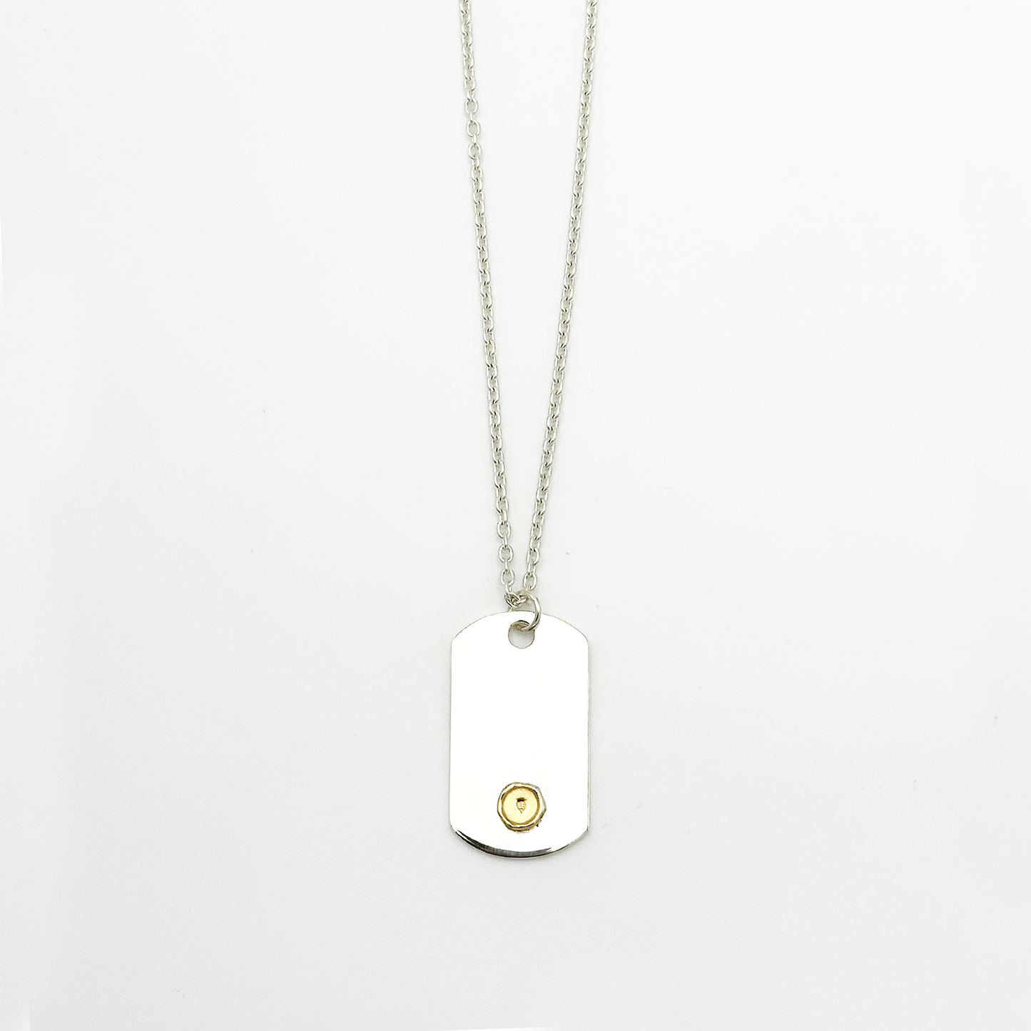 Plate-Gold Seal M ID Tag Chain Necklace