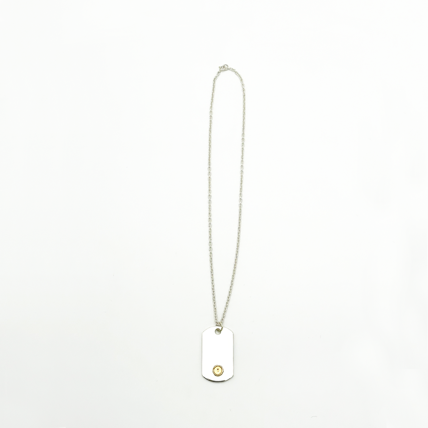 Plate-Gold Seal M ID Tag Chain Necklace