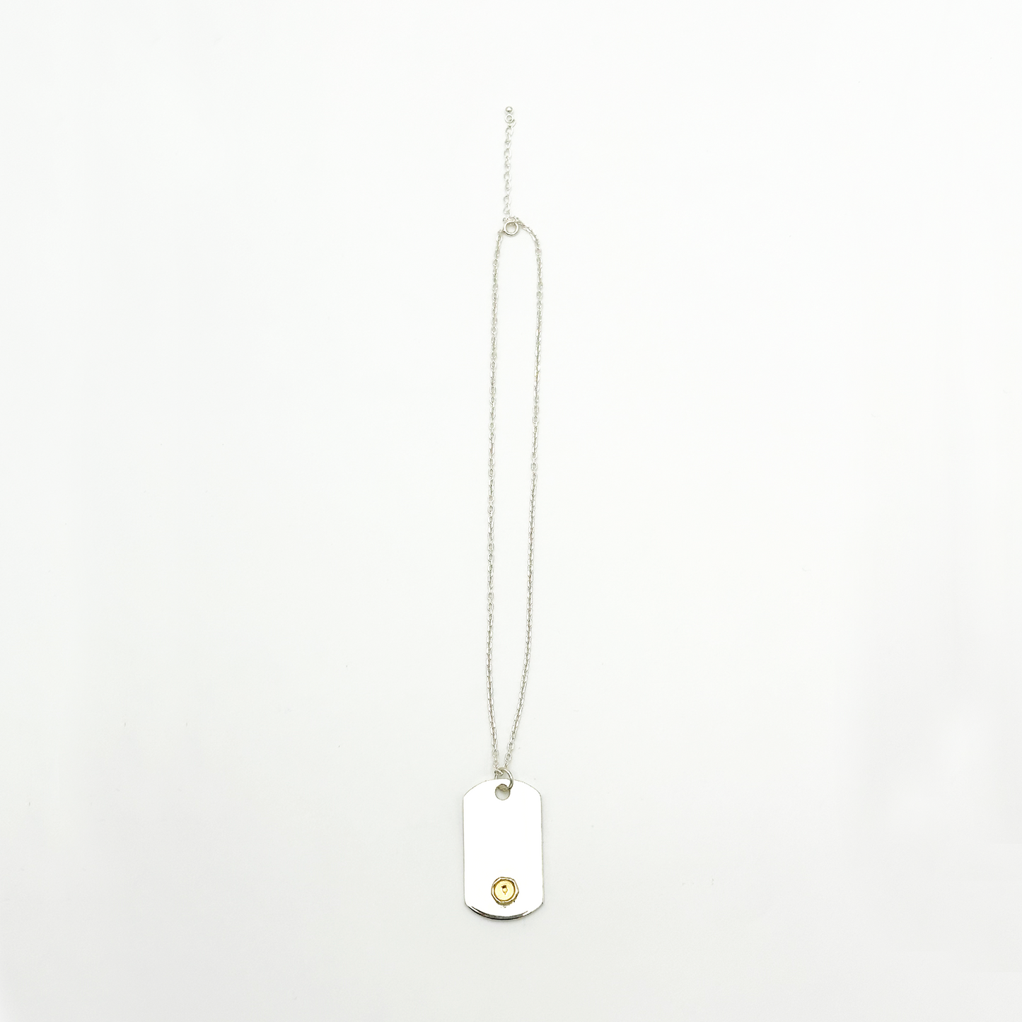 Plate- Gold Seal M ID Tag Narrow Chain Necklace