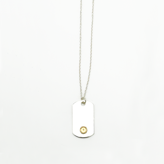 Plate- Gold Seal M ID Tag Narrow Chain Necklace