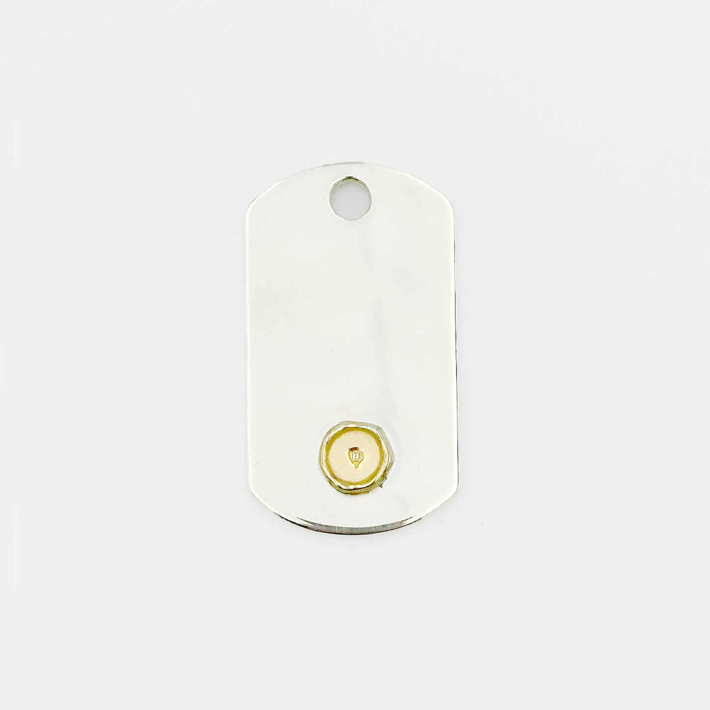 Plate- Gold Seal M ID Tag Narrow Chain Necklace