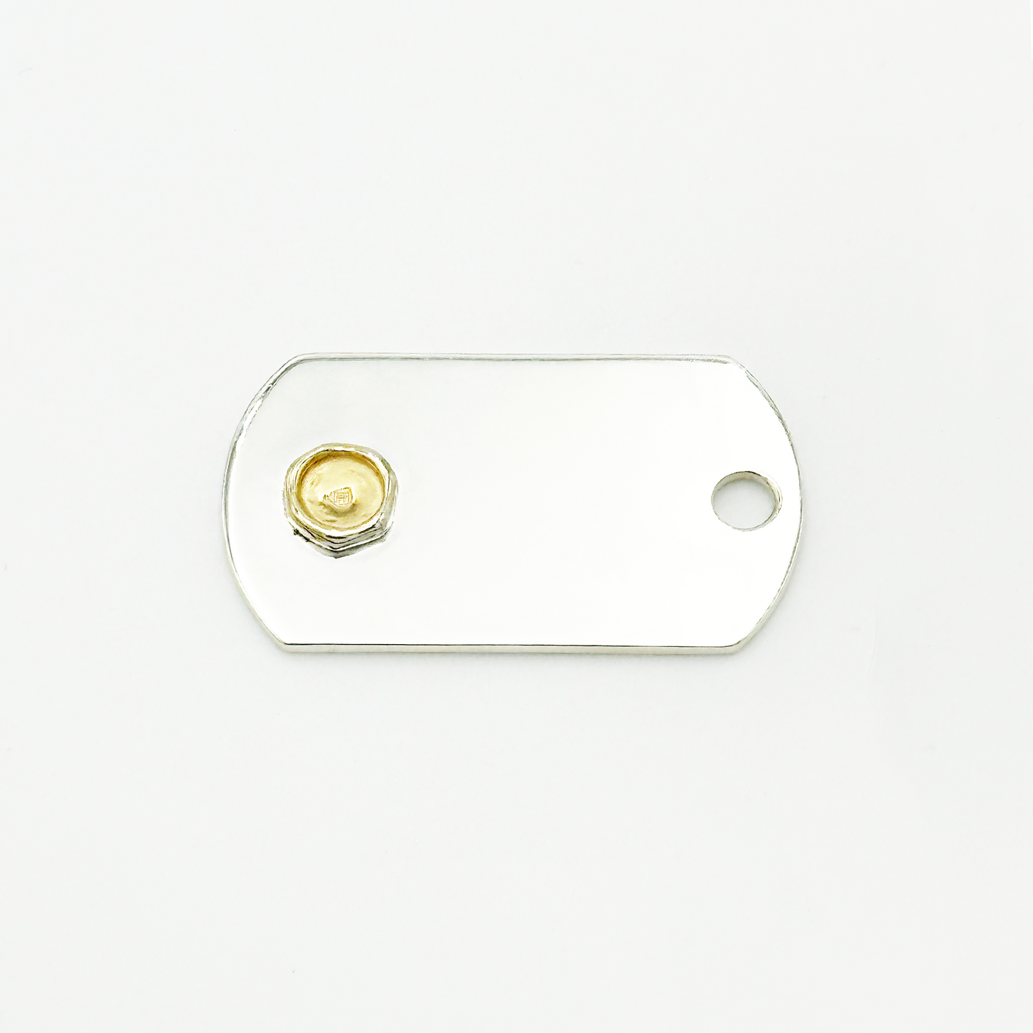 Plate- Gold Seal M ID Tag Narrow Chain Necklace
