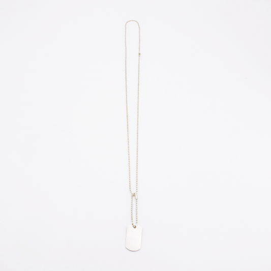 Plate-M ID Tag Ball-Chain Necklace