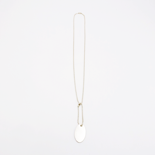 Oval-M ID Tag Ball-Chain Necklace