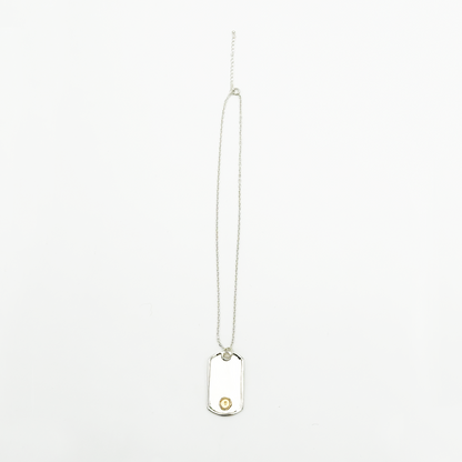 Frame- Gold Seal M ID Tag Narrow Chain Necklace