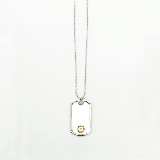 Frame- Gold Seal M ID Tag Narrow Chain Necklace