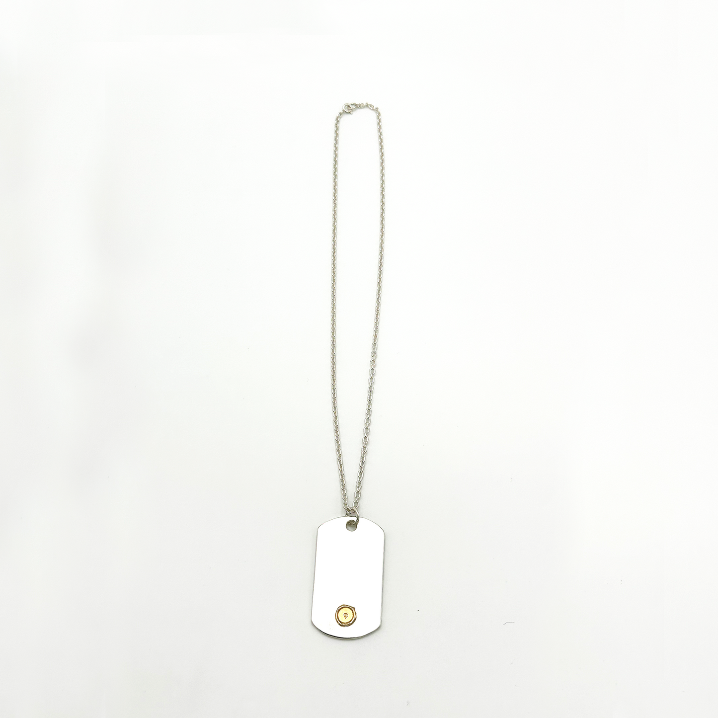 Plate-Gold Seal XM ID Tag Chain Necklace