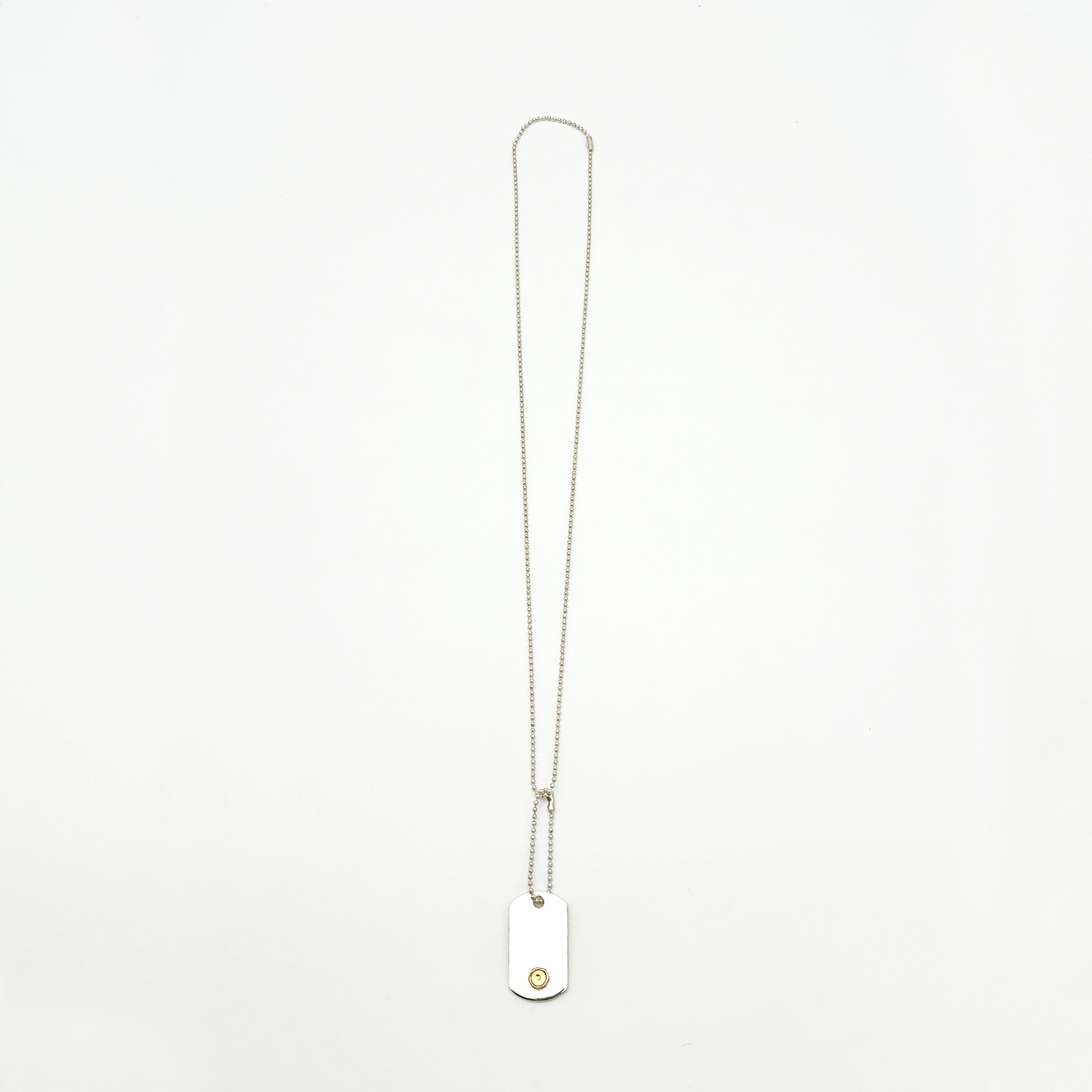 Plate-Gold Seal M ID Tag Ball-Chain Necklace