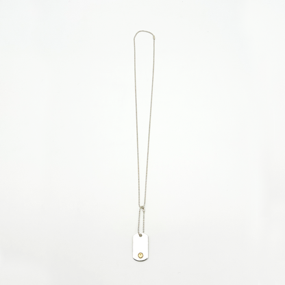 Plate-Gold Seal M ID Tag Ball-Chain Necklace