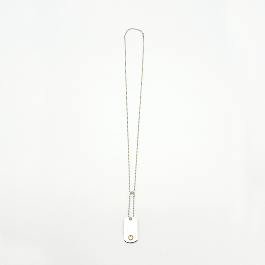 Plate-Gold Seal M ID Tag Ball-Chain Necklace