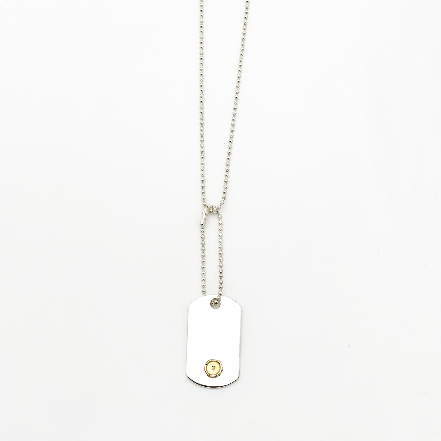 Plate-Gold Seal M ID Tag Ball-Chain Necklace