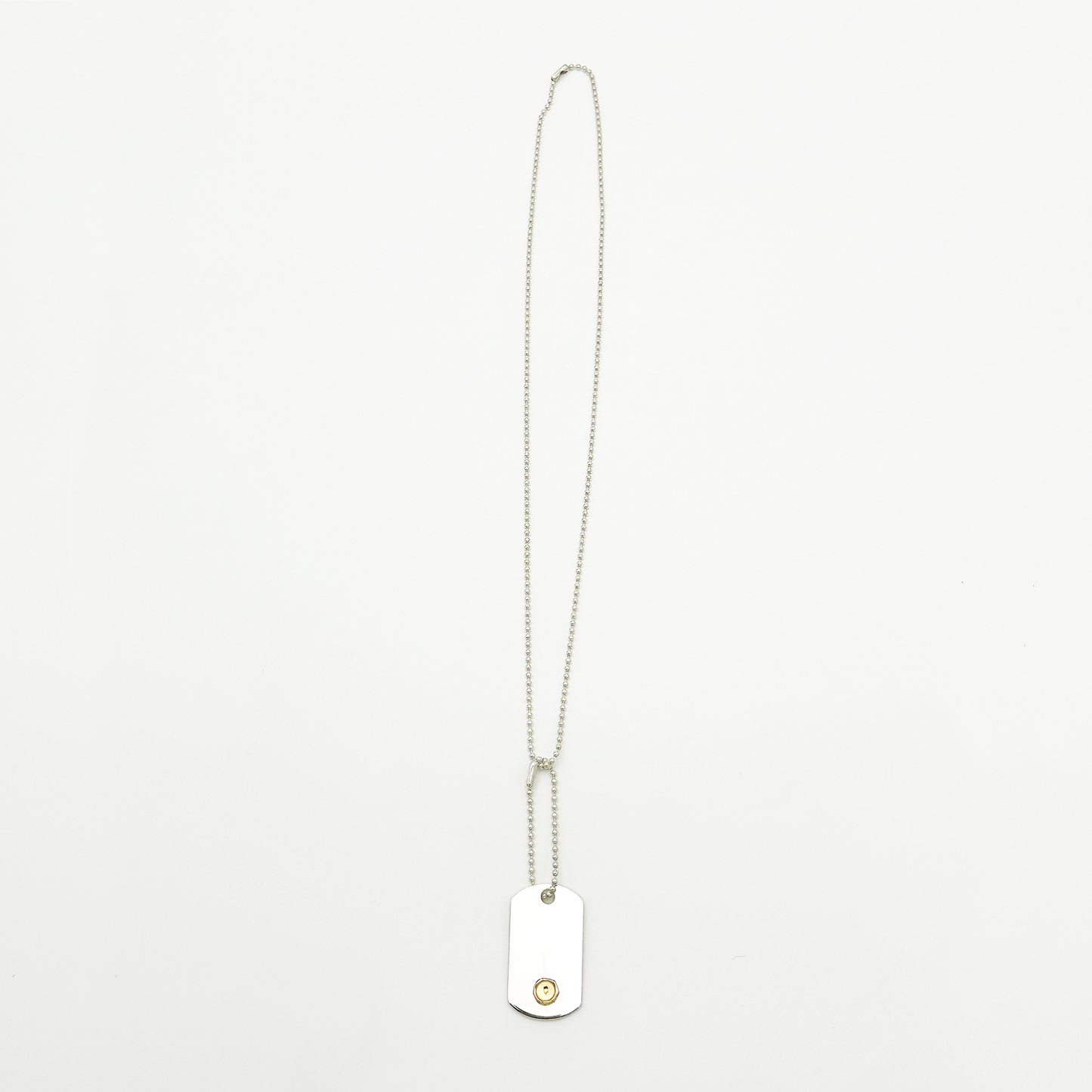 Plate-Gold Seal M ID Tag Ball-Chain Necklace