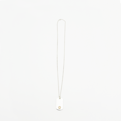 Plate-Gold Seal M ID Tag Chain Necklace