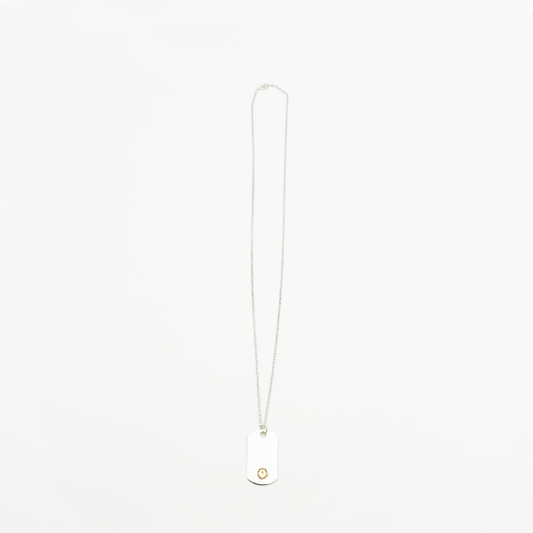 Plate-Gold Seal M ID Tag Chain Necklace