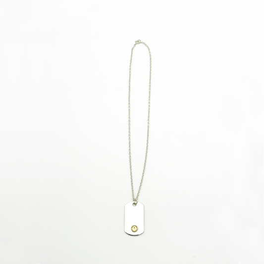 Plate-Gold Seal M ID Tag Chain Necklace