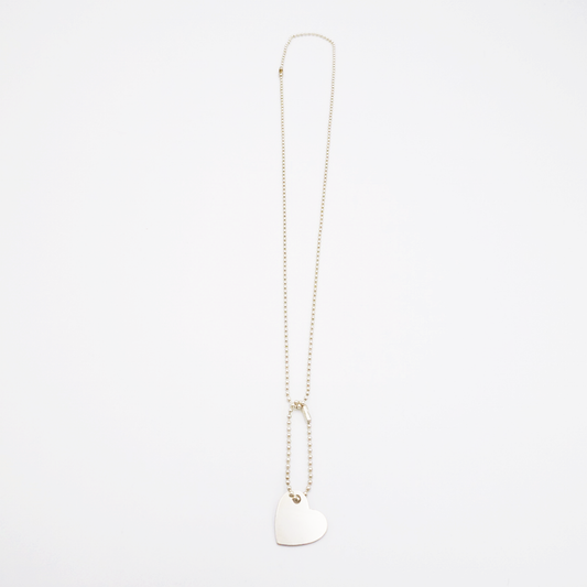 Heart-M ID Tag Ball-Chain Necklace
